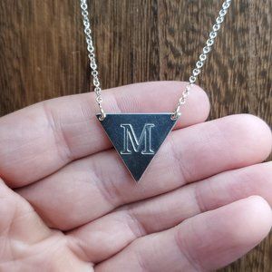 18 Inch Sterling Silver Triangle Letter M Necklace